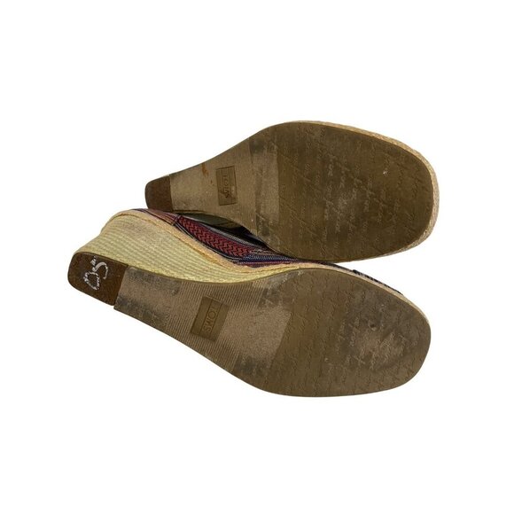 Toms Espadrille Wedge Heel Open Toe Sandals Size 9.5 Striped - Picture 7 of 8